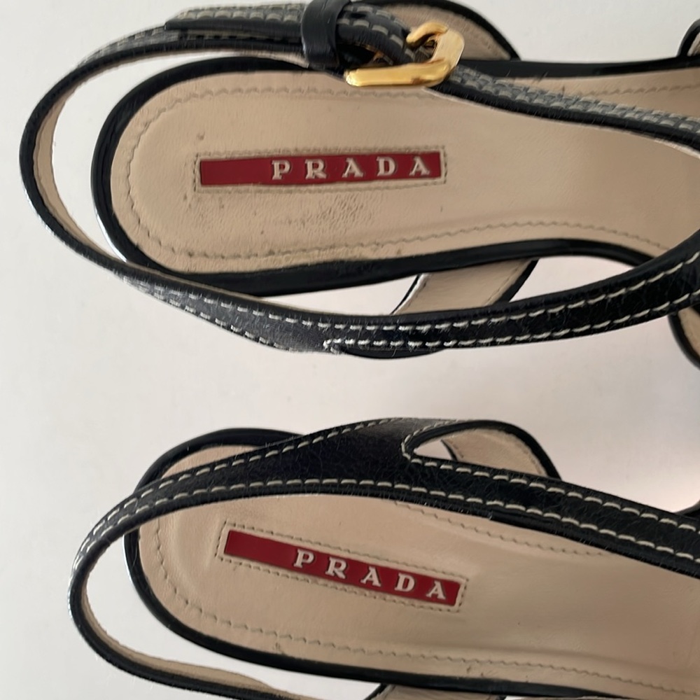 SALE! Prada Sport Black Leather Platform Sandal - Picture 12 of 16